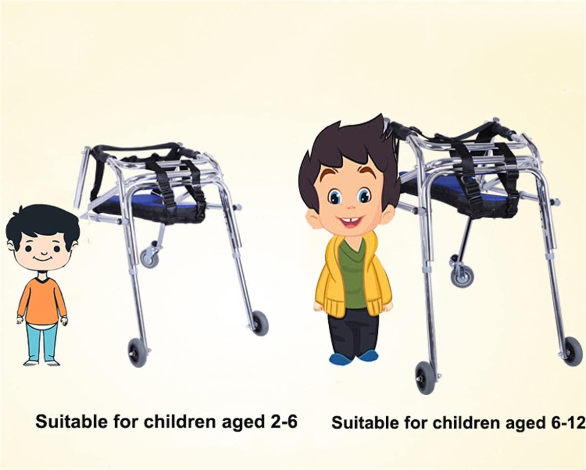 NYDCTHOM Folding Walker for Kids with Wheels,Aluminum Alloy Height Adjustable Walker, Lightweight Posterior Rollator Walker,Anti-Backward Size Kids Walker for Disabled Injured Rehabilitation Training