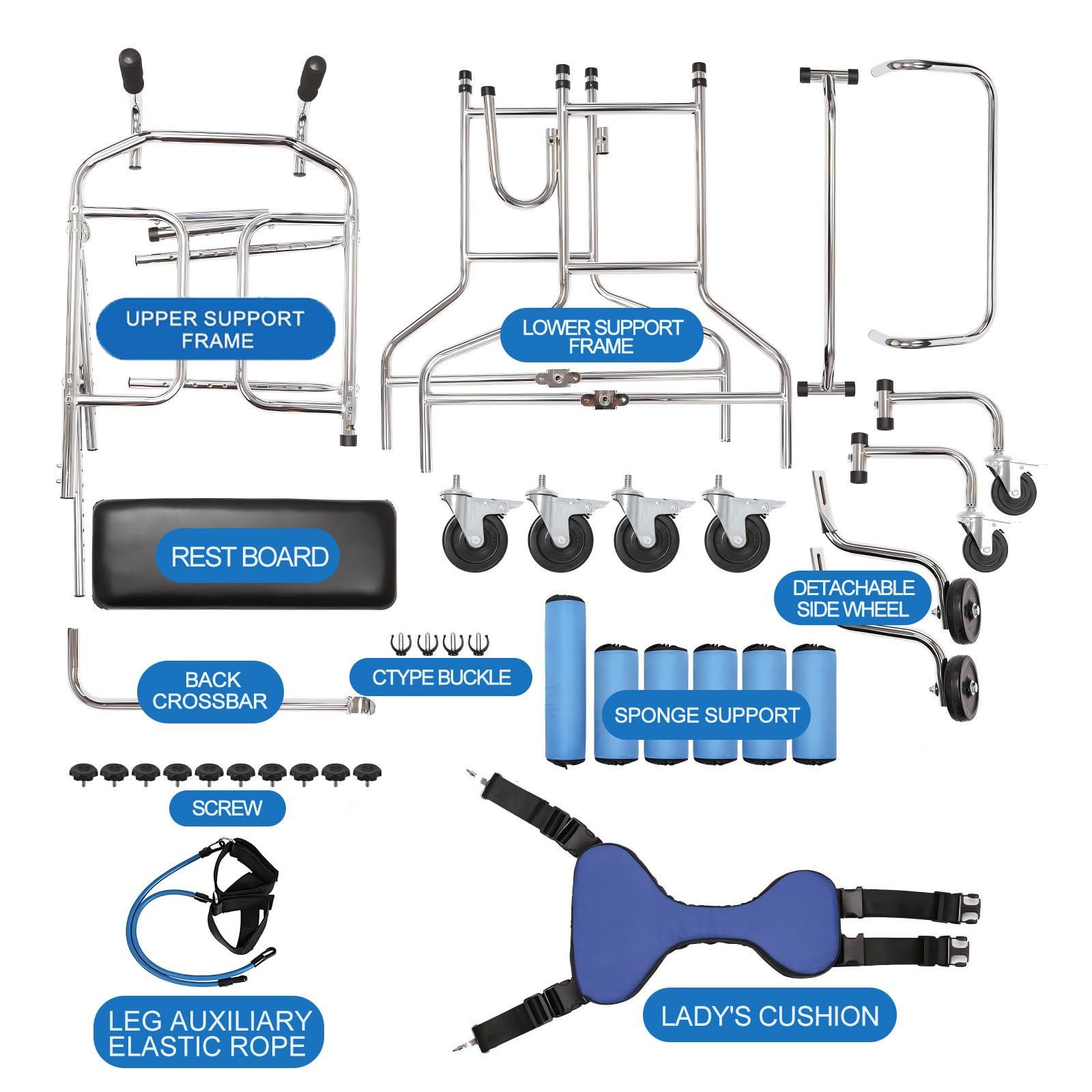 GHOSOONE Adult Walker for Seniors Hemiplegia Rehabilitation Standing Frame,Standing Walker,Anti Recline, Lower Limb Training,Adjustable Height,Walker Aid for The Disabled,Suitable for People of 58-71in