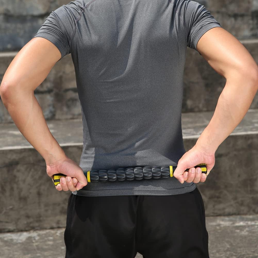 IDSON Idson Muscle Roller Stick for Athletes- Body Massage Sticks Tools-Muscle Roller Massager for Relief Muscle Soreness,Cramping and Tightness,Help Legs and Back Recovery,Black Yellow