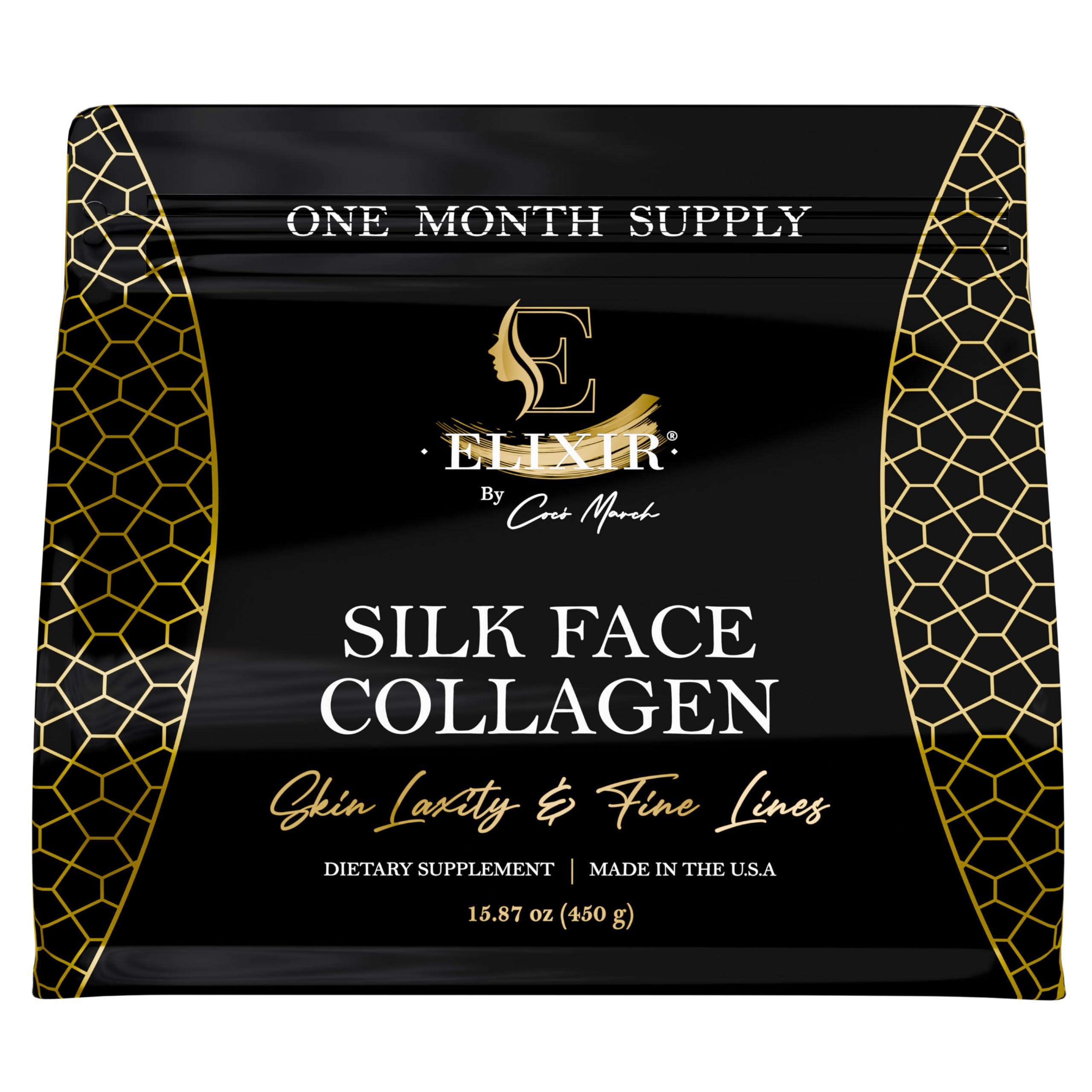 Elixir by Coc March Silk Collagen - Silky Radiant Skin New Amino Molecules for Hair Nails-Joint Health-20g Protein NO Taste-Dissolves Instantly - Unmatched Results Elixir by Coco March
