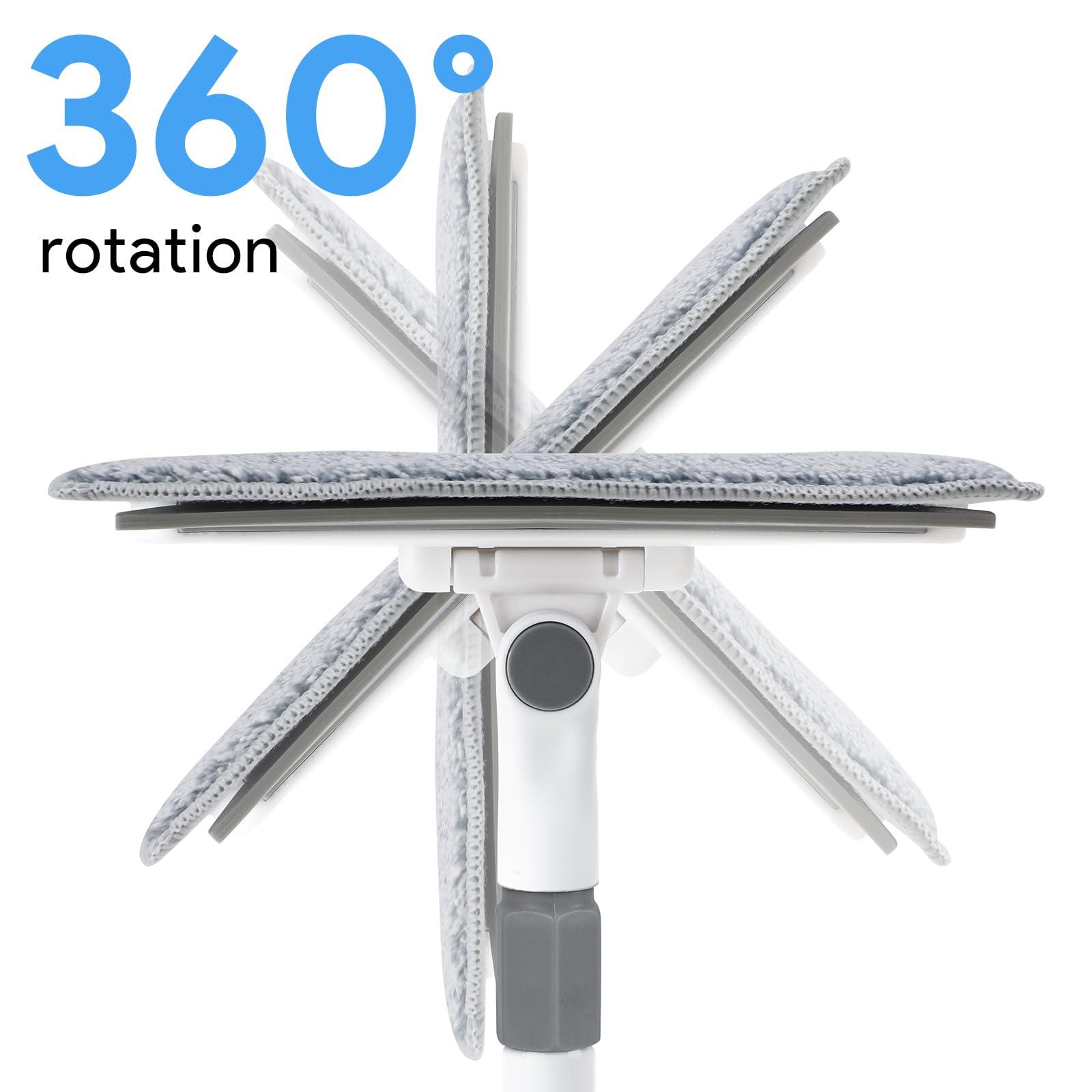 DELUX Baseboard Cleaner Tool with Handle, Baseboard Cleaner with Extendable Long Handle, 4 Reusable Cleaning Pads Wall Cleaner for Baseboards Cleaning, Ceiling, Wall, Floor, Shower Bathroom Kitchen