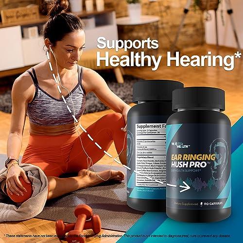True You Health Ear Ringing Hush Pro - Tinnitus Relief for Ringing Ears - Hearing Support Supplement - Support Reduced Swelling & Improved Circulation for Ear Ringing Relief - Natural Formula Ear Ringing Pills