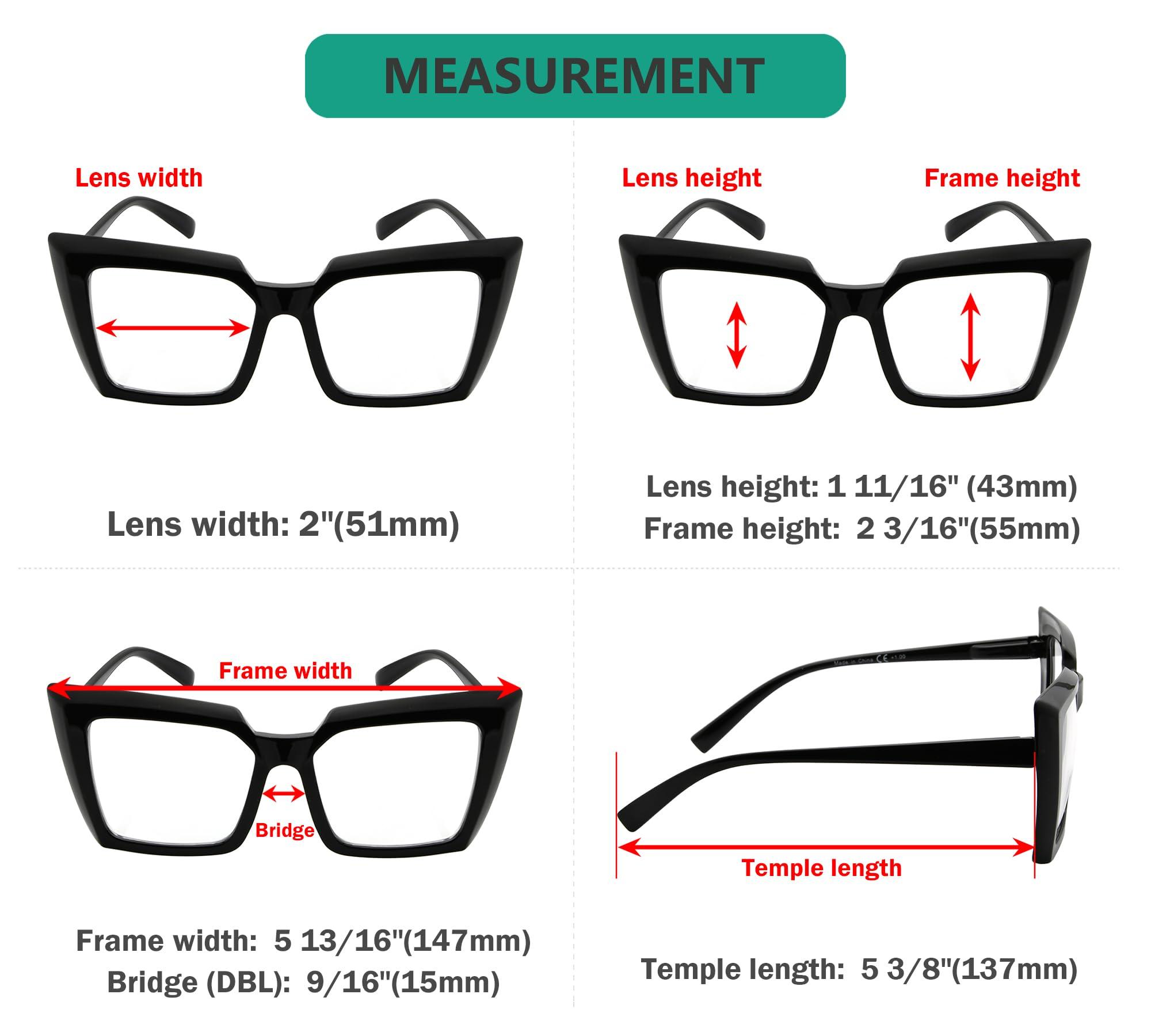 Eyekepper Eyekepper Oversized Reading Glasses for Women Fashionable Readers - Black +1.50