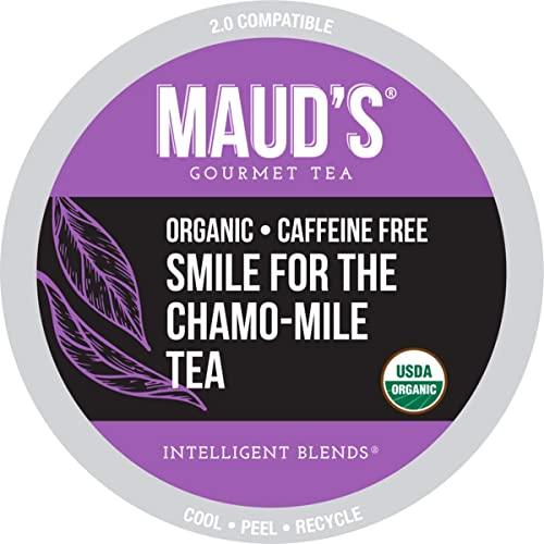 MAUD'S Maud's Organic Chamomile Lavender Tea (Smile For The Chamo-mile) 24ct. Solar Energy Produced Recyclable Single Serve Decaf Tea Pods – 100% Organic Caffeine Free Tea California Blended, KCup Compatible