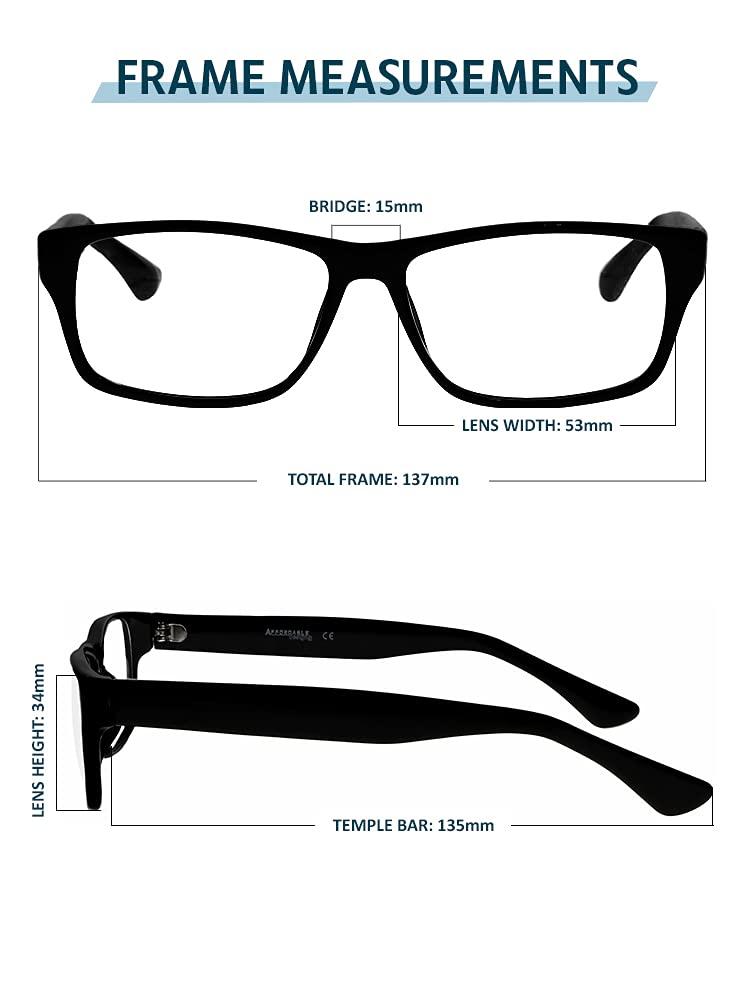KRT Distributions Real Glass Reading Glasses with Clear Real Glass Lenses in Geek Style Frame Available in Reading Magnification +0.25 to +3.00 (1.75)