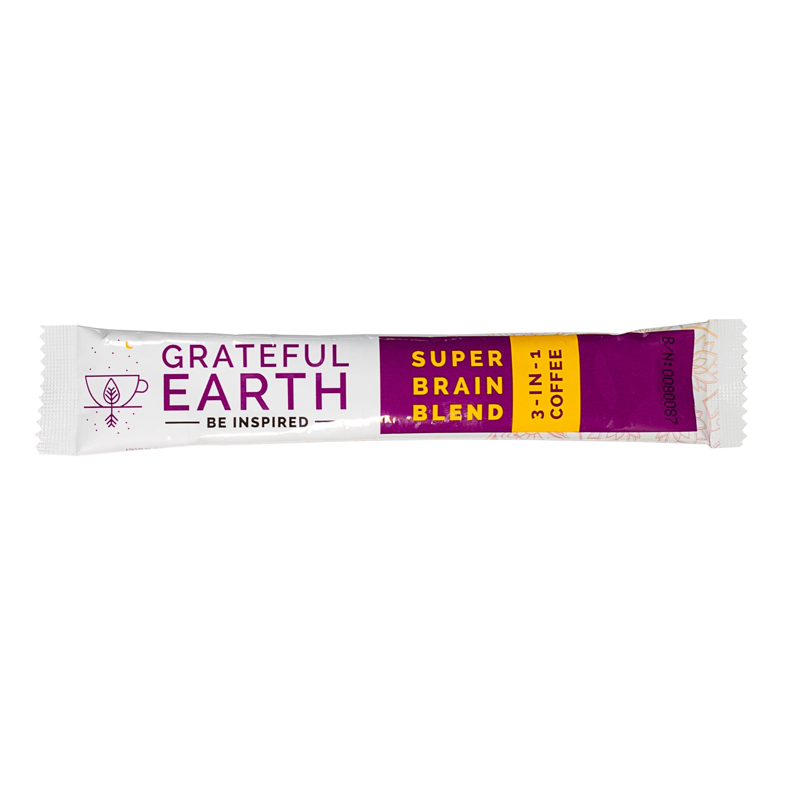 Grateful Earth Grateful Earth Mushroom Coffee, Coconut Instant Coffee with Cinnamon, Turmeric, Lions Mane Mushrooms, L-Theanine, Chaga, Super Brain Blend For Energy & Immune Support, Dairy & Gluten Free, 20 Packets