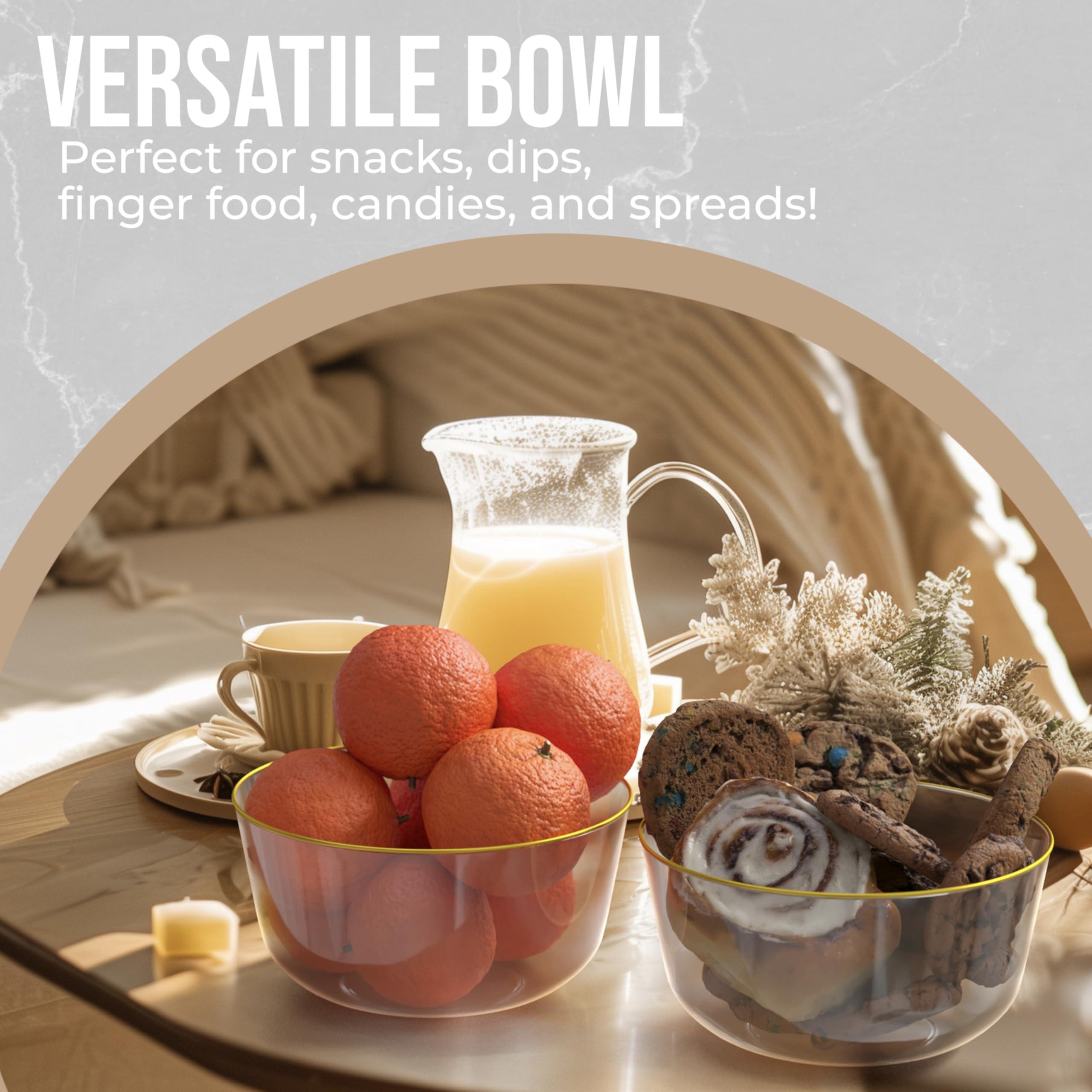 Trendables Trendables Plastic Bowls Disposable Bowls 24 Oz Bowl Set Of 10 Clear Gold Rimmed Fancy Plastic Serving Bowls Perfect Plastic Ice Cream Bowls Plastic Salad Bowls Plastic Candy Bowl