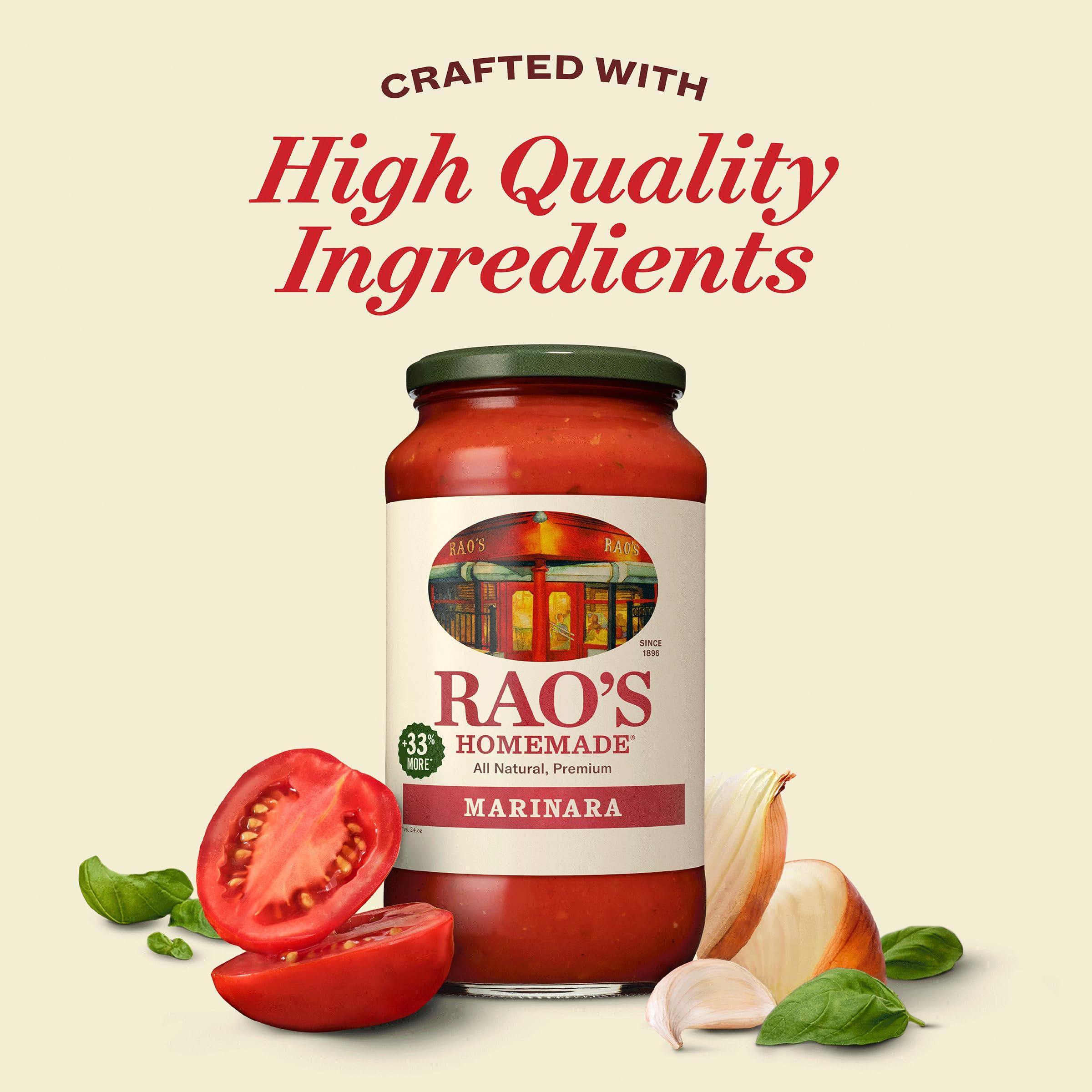 Rao\'s Homemade Rao\'s Homemade Marinara Sauce, 32 oz, All Purpose Tomato Sauce, Pasta Sauce, Carb Conscious, Keto Friendly, All Natural, Premium Quality, With Italian Tomatoes & Olive Oil