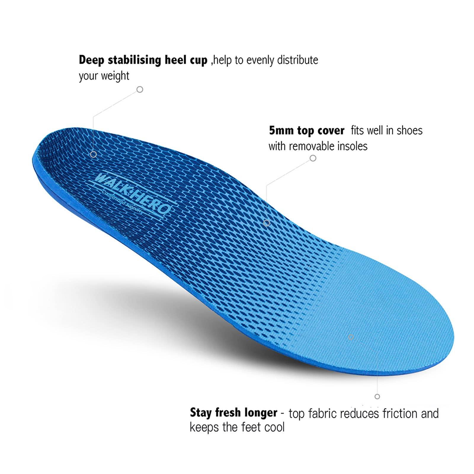 WALKHERO COMFORT AND SUPPORT Plantar Fasciitis Feet Insoles Arch Supports Orthotics Inserts Relieve Flat Feet, High Arch (Mens 16-16 1/2)