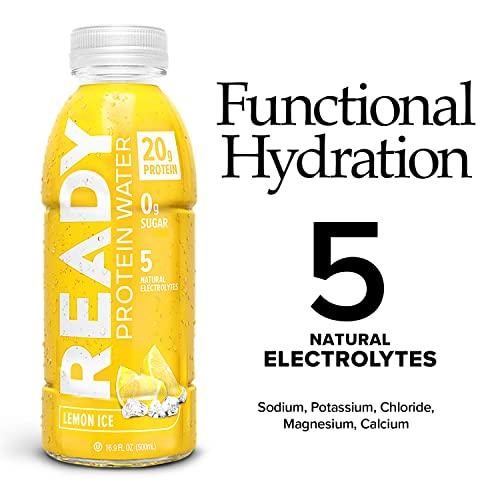 Ready Ready Protein Water, 20g of Whey Protein Isolate, Sugar Free, Lemon Ice, 12-Pack, 16.9 Fluid Ounces Each