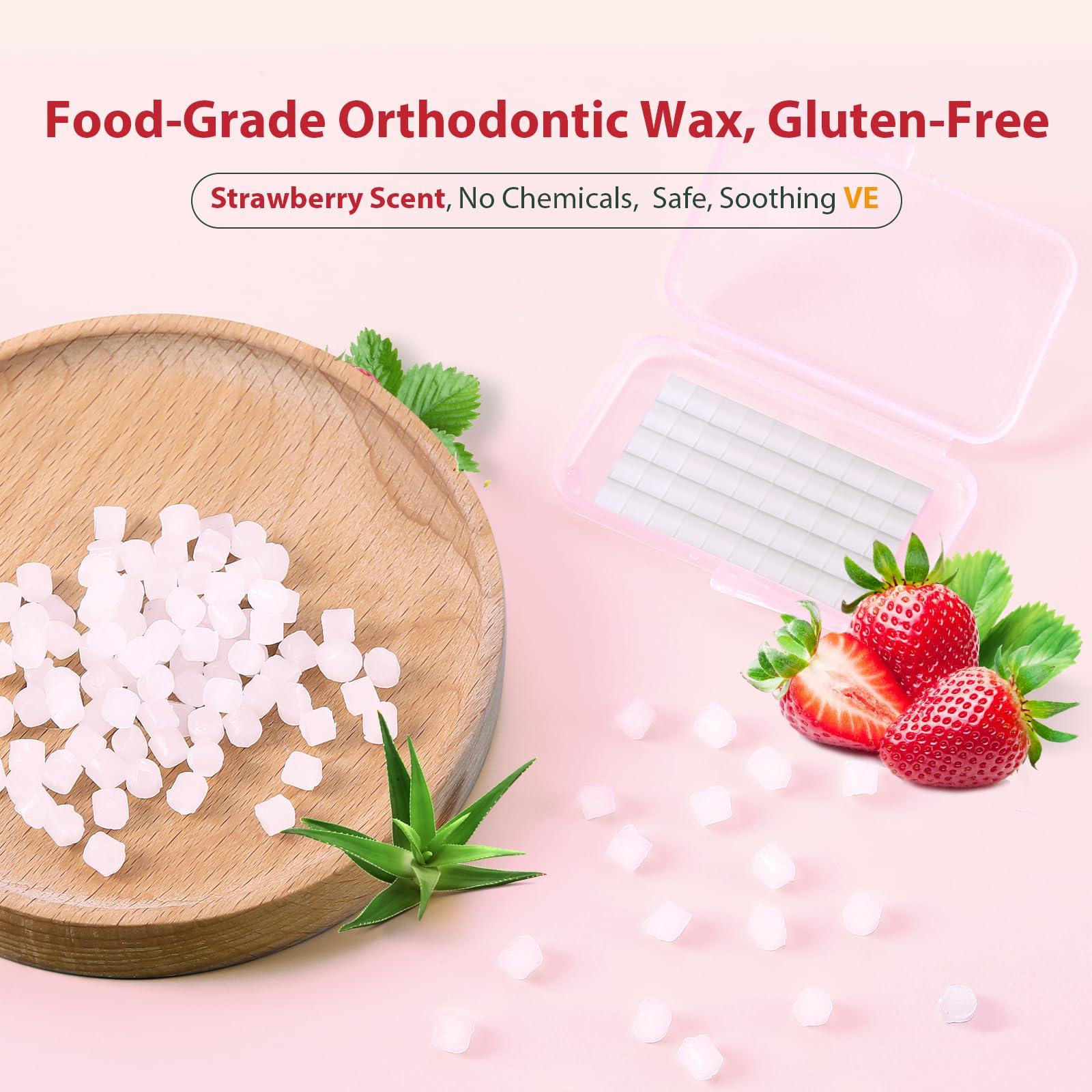 JMU JMU Braces Wax 10 Pack, Orthodontic Wax Pre-cut 500 Wax Dots, Dental Wax Strawberry Flavored