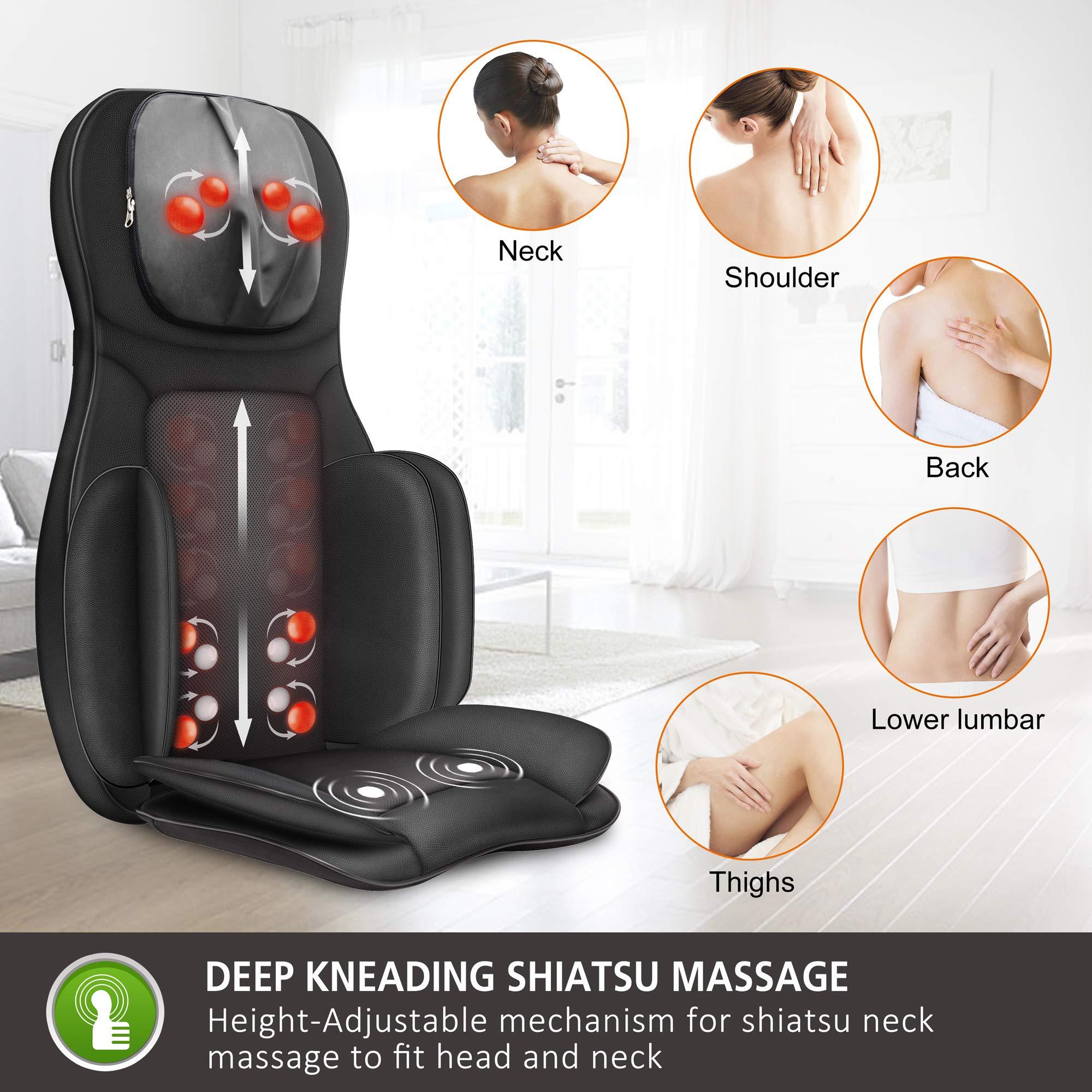 Snailax Snailax Shiatsu Neck and Shoulder Massager - Back Massager with Heat, Deep Kneading Electric Massage Pillow for Neck, Back, Shoulder,Foot,Body Mini Massage Gun