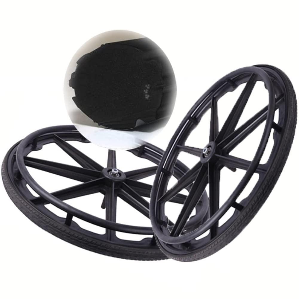 DIBAKO DIBAKO 24Inch 1 Pair Wheelchair Rear Wheel 24 1 3/8 Wheelchair Wheel Replacement, Solid Polyurethane Tires, Replacement Wheels for Wheelchairs, with Bearings and Handrim (Size : A)