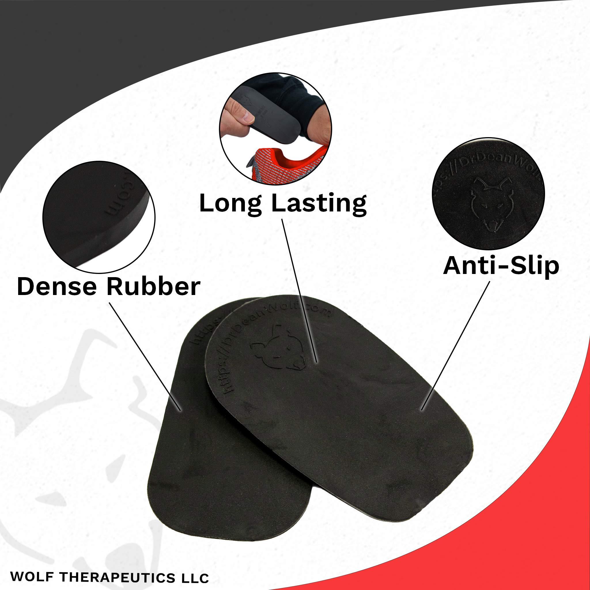 WOLF THERAPEUTICS Dr. Wolf Heel Lifts for Shoes: Men's 9mm Height Increase Insoles, Rubber Heel Inserts for Leg Length Discrepancy & Achilles Tendonitis Relief, Helps Relieve Hip, Knee, & Back Pain (2 Pack)