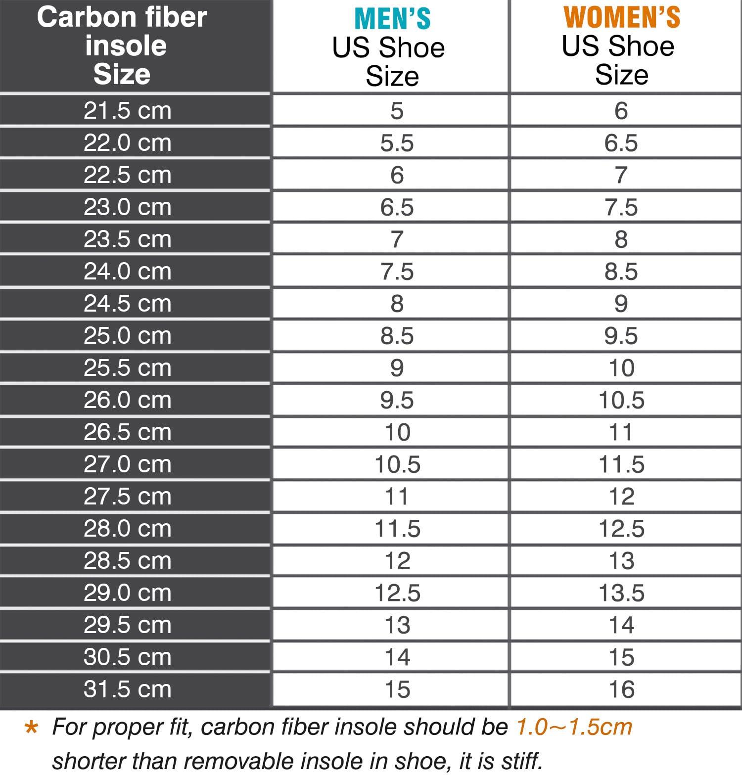 Leeuoe Carbon Fiber Shoe Insole, Semi-Rigid Insert,1 Piece 28.5cm(Men Size 12/Women 13)