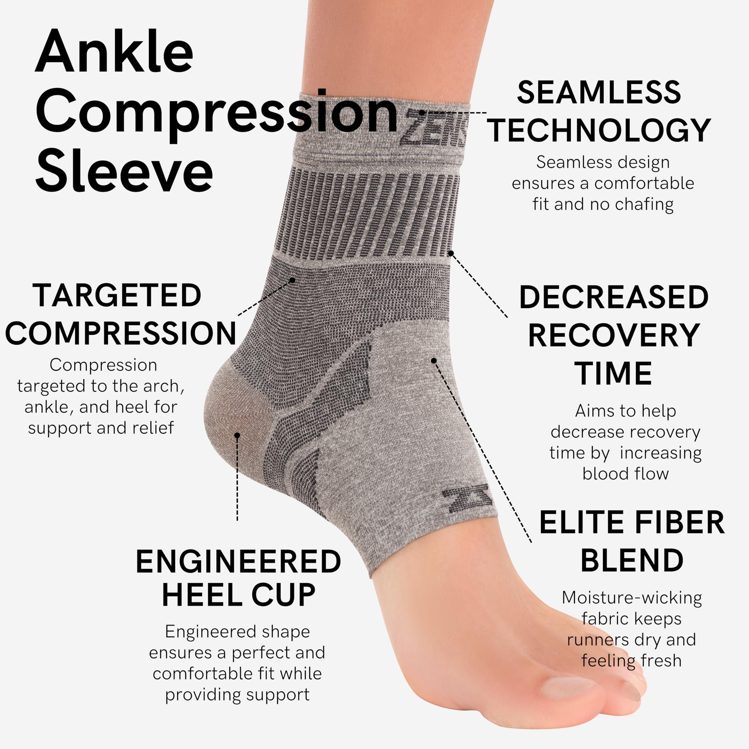 Zensah Zensah Ankle Support - Compression Ankle Brace - Great for Running, Soccer, Volleyball, Sports - Ankle Sleeve Helps Sprains, Tendonitis, Pain (X-Large, Heather Grey)