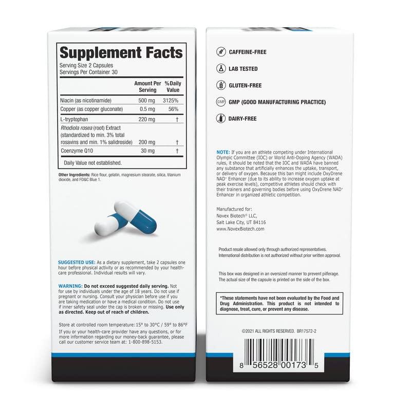 Novex Biotech Novex Biotech Oxydrene NAD+ Enhancer - Natural Supplement Promoting Metabolism and Cardiovascular Support for Men and Women - (60 Capsules)