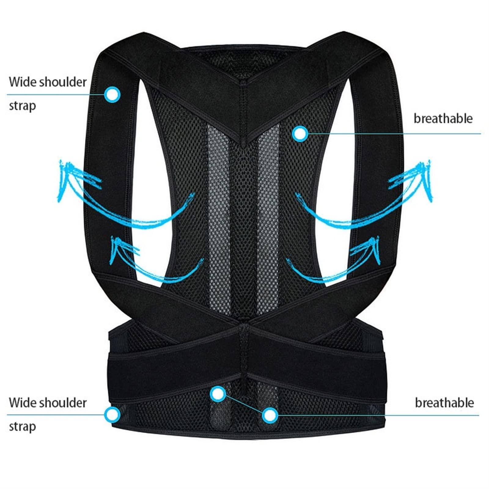 NEWCES XS-5XL Large Size Posture Correction Belt Back Support for Student Teenagers Men Women Pain Relief Waist Trimmer Belt Shoulder Lumbar Support Breathable Back Brace ( Color : Black , Size : XXXXL/XXXXL