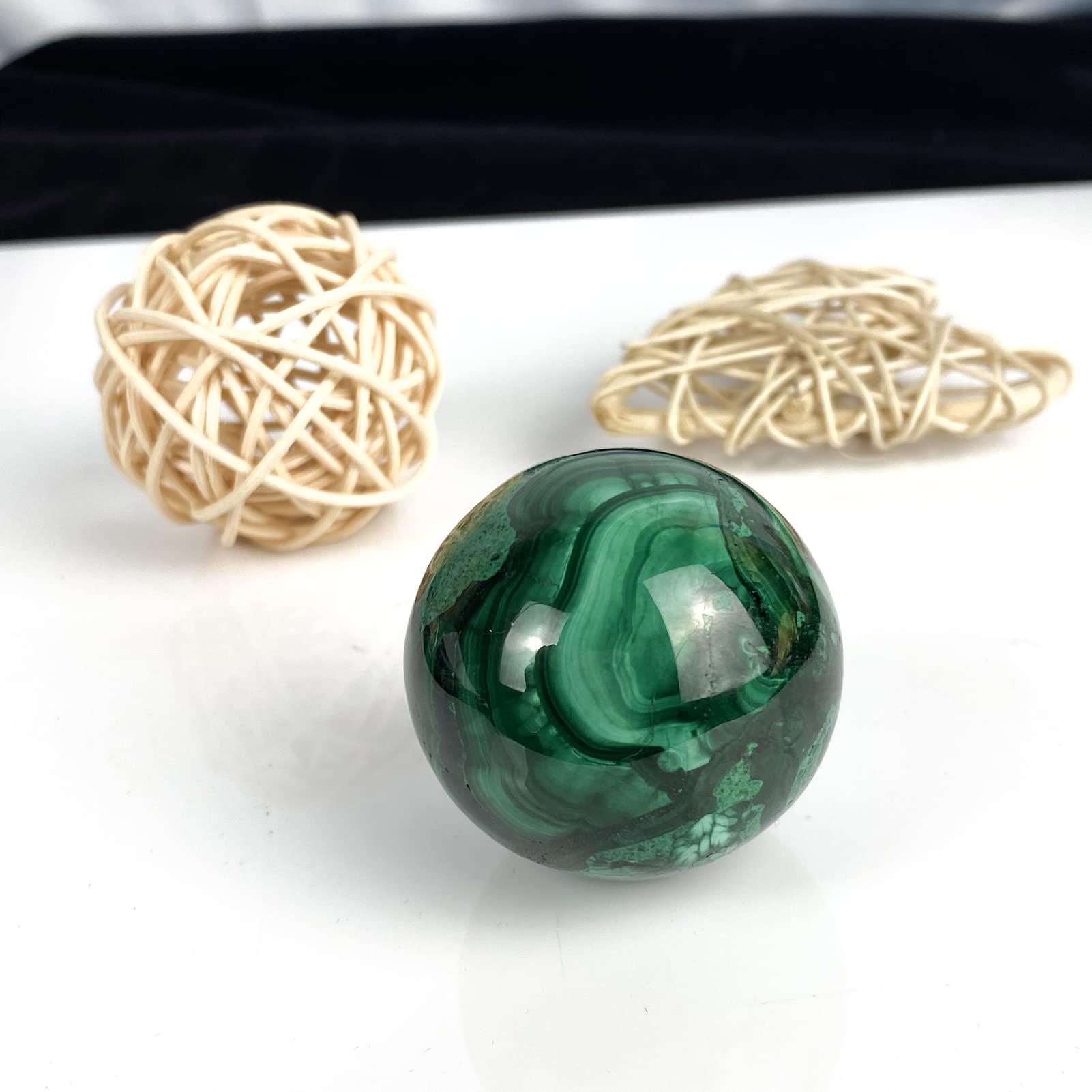 FOMNKKN Natural Malachite Ball Mineral Crystal Plus Base60-70mm