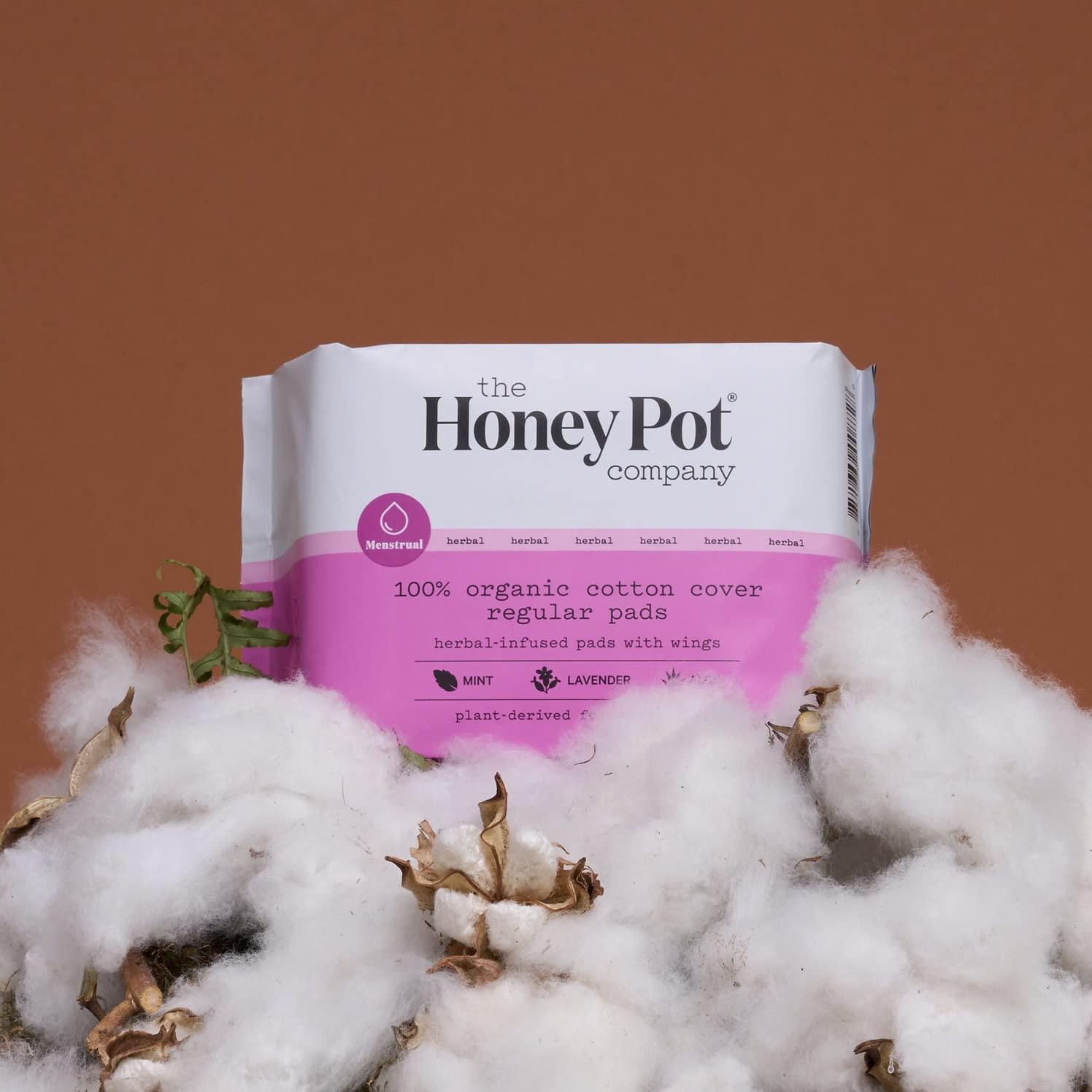 The Honey Pot Company The Honey Pot Company Clean Cotton Regular Absorbency Pads, Herbal-Infused Pads with Wings, Plant-Derived Feminine & Menstrual Care. (Product) RED – 20 ct.