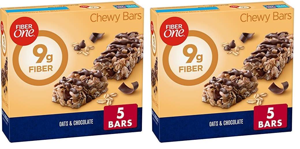 Fiber One Fiber One Chewy Bars, Oats & Chocolate, Fiber Snacks, 5 ct (Pack of 2)