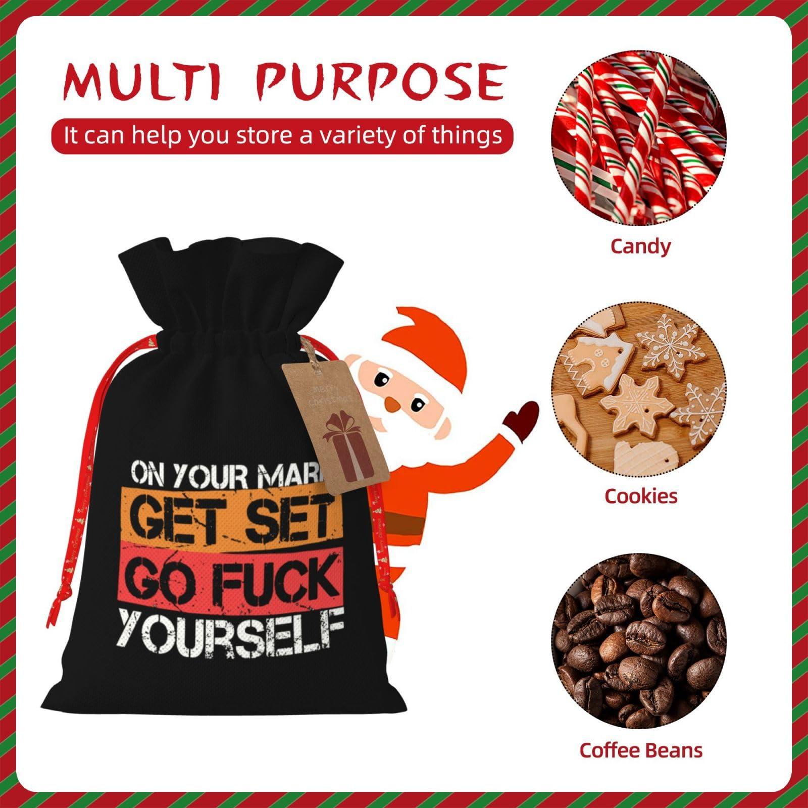 HYYTNHJSD HYYTNHJSD On Your Mark Get Set Go Fuck Yourself Drawstring Burlap Gift Bags Multi-Size Festive Gift Bag
