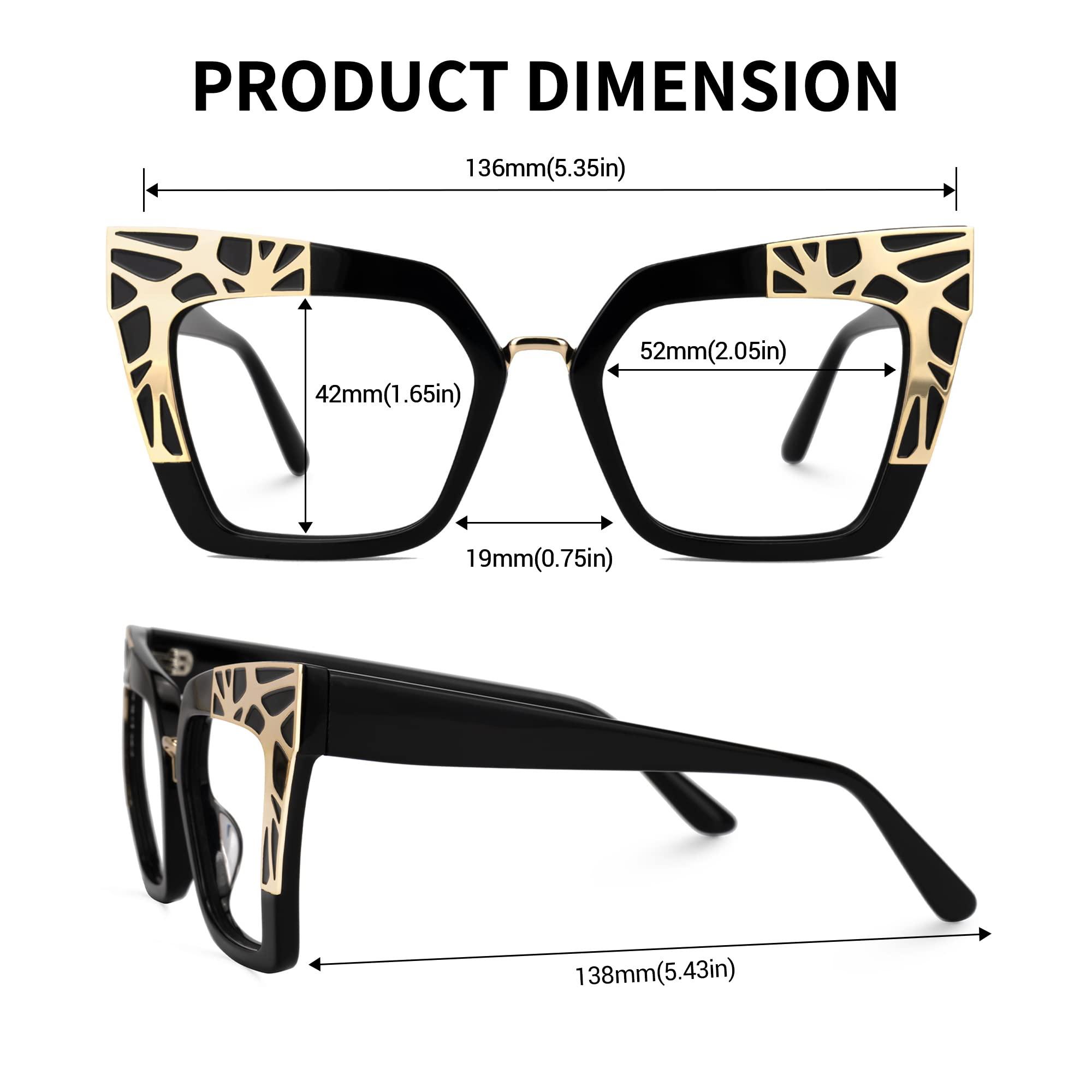 VOOGLAM VOOGLAM Square Blue Light Blocking Glasses Black Fashion Fake Glasses Frame for Women