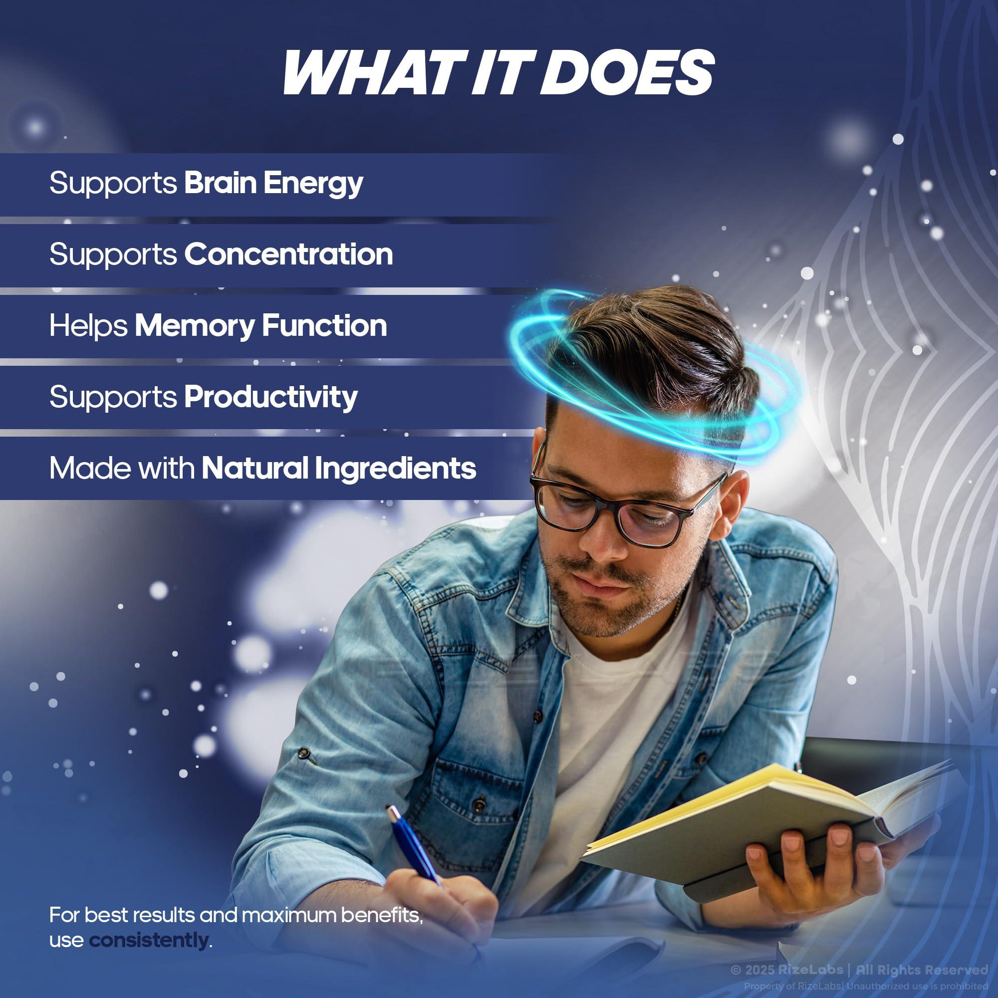 rize labs Mind Vitality Focus Brain Supplement, Mind Vitality to Boost Focus and Concentration & Avoid Mid-Afternoon Fatigue, Mind Vitality Advanced Formula Reviews (60 Capsules)