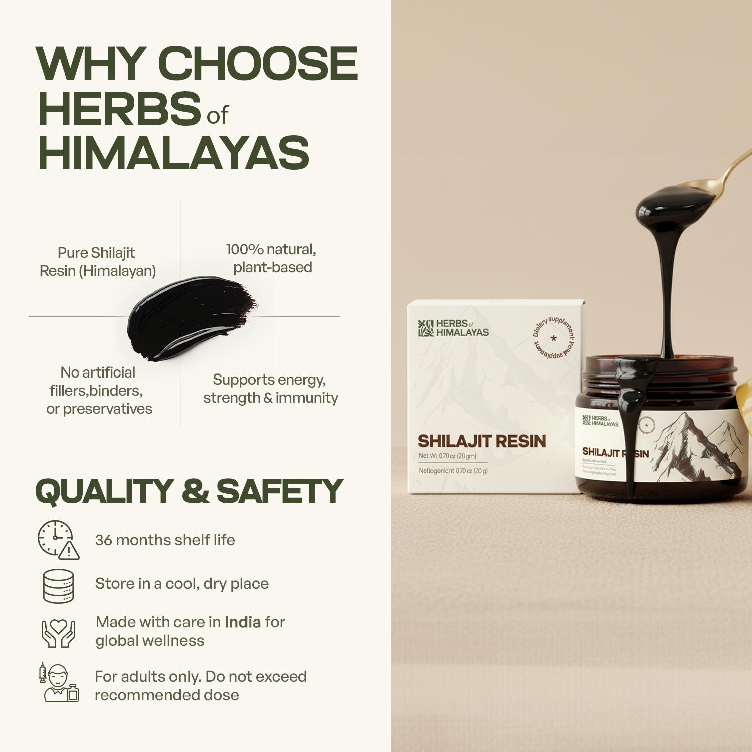 Herbs of Himalayas Herbs of Himalayas Shilajit Resin – Natural Strength (20 g)