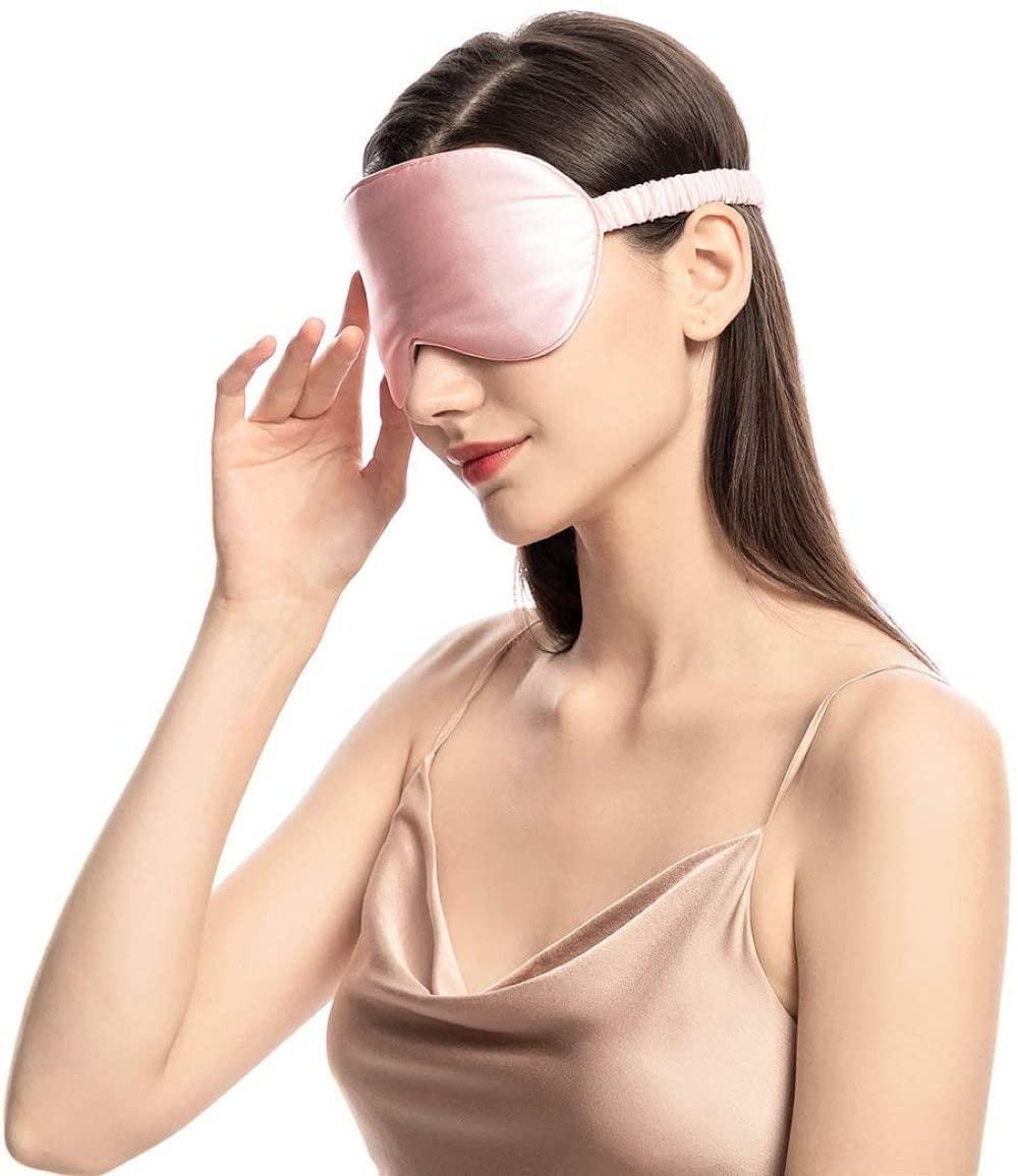 Laviz Pink Sleep Masks for Women with Elastic Headband, Soft Eye Masks, Lightweight Comfortable Blindfold, Silk Eye mask