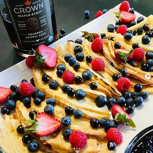 Crown Maple Crown Maple Bourbon Barrel Aged Organic Maple Syrup, Pancakes, Flavor Cocktails, Marinades and Sauces, 25 Fl Oz, (Pack of 6)