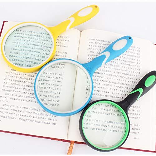 LUSTAR LUSTAR HD Magnifying Glass with Rubber Handle Portable Handheld Reading Magnifier for Elderly and Students Reading Yellow-90mm