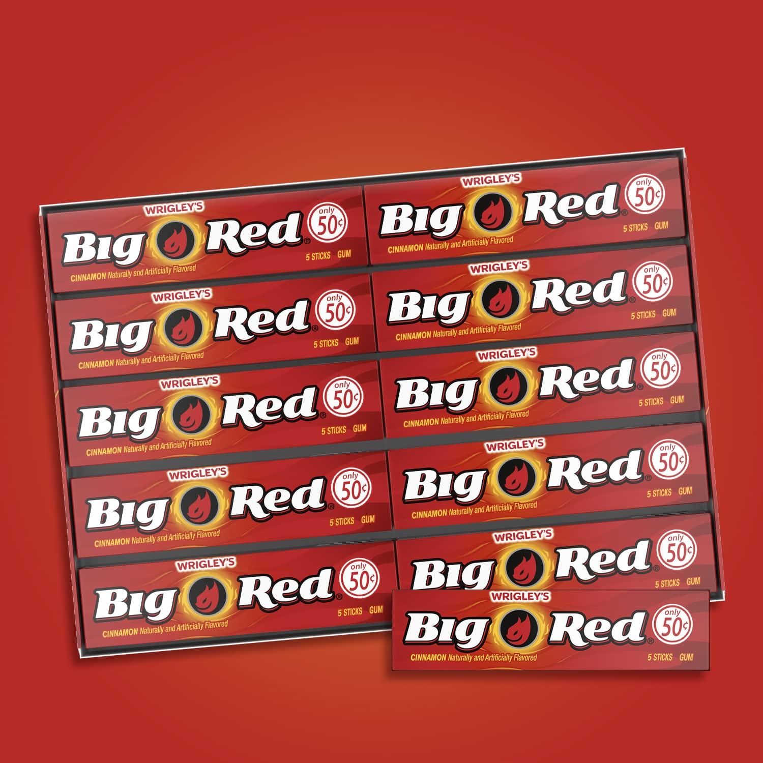 BIG RED WRIGLEY'S BIG RED Chewing Gum Bulk Pack, 5 Sticks Per Pack (40 Total Packs)