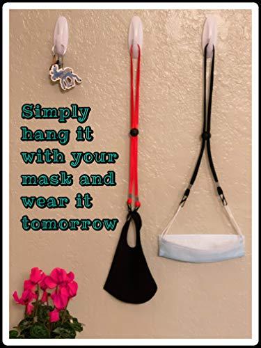 Comfi3D 10 PCS Mask Extender/Mask Strap/Ear Saver/Lanyard Hook for Masks with Adjustable Mask Clips with High Elastic Fabric - Works for Adults & Kids (10 Lanyard (Black))