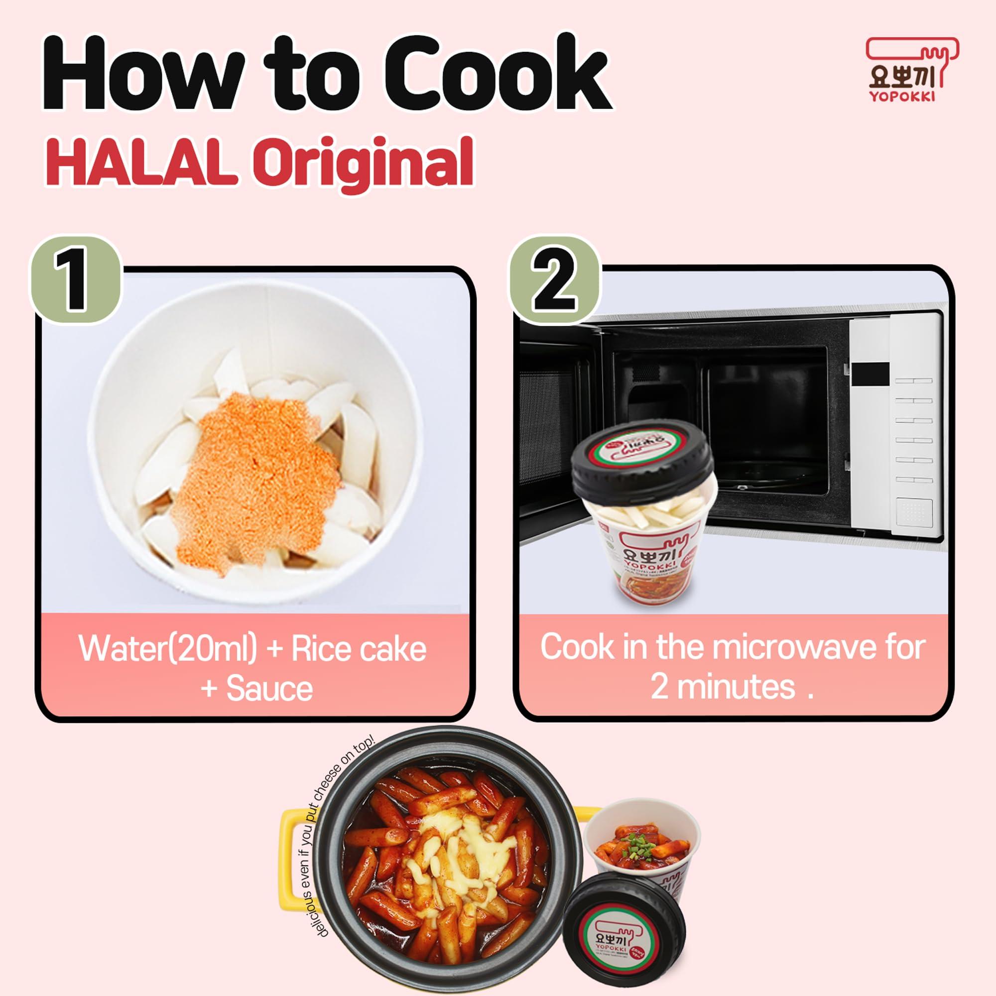 Yopokki Yopokki Instant Halal Tteokbokki Cup (Sweet Mild Spicy, Cup of 2) Korean Street food with sweet and moderately spicy sauce Topokki Rice Cake - Quick & Easy to Prepare