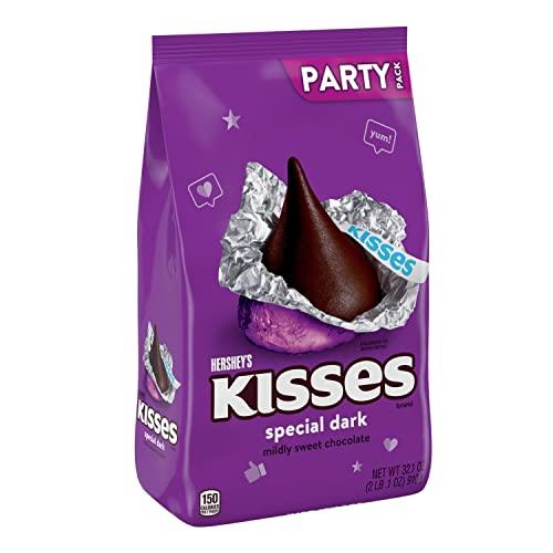 Kisses HERSHEY\'S KISSES SPECIAL DARK Mildly Sweet Chocolate Candy Party Pack, 32.1 oz