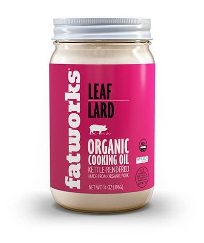 Fatworks Fatworks, Certified Organic Leaf Lard, NON-GMO, USDA 100% Organic for Amazing Traditional Baking, Keto, Paleo, Everyday Cooking and Frying, Whole30 Approved, No Preservatives in Glass Jar, 14 OZ,