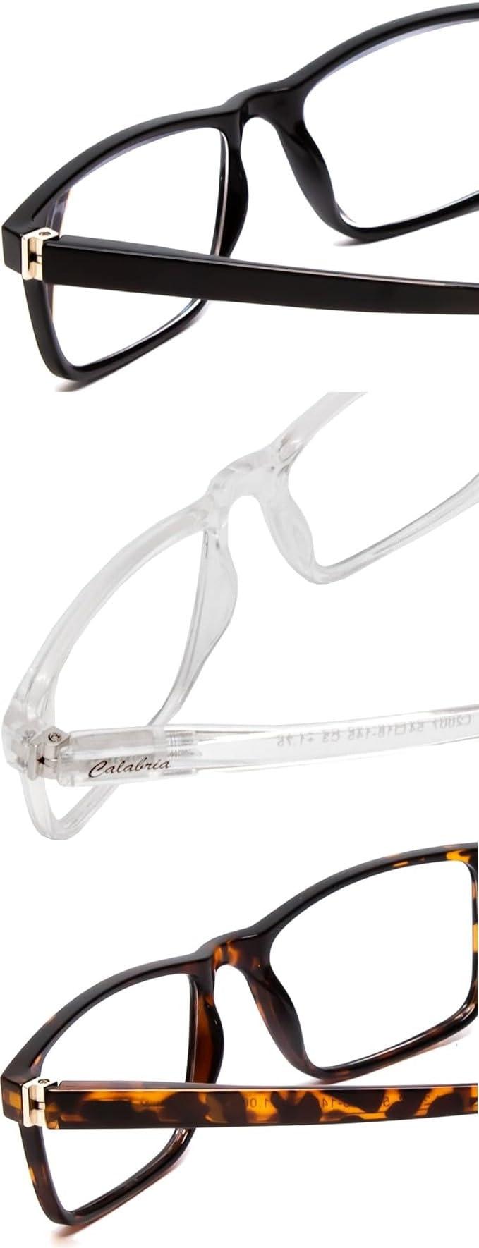 Calabria Calabria L2007 Reading Glasses +3.50 Black/Clear Crystal/Tortoise 3 Pack Variety Men Women Readers Stylish Trendy Eyeglasses