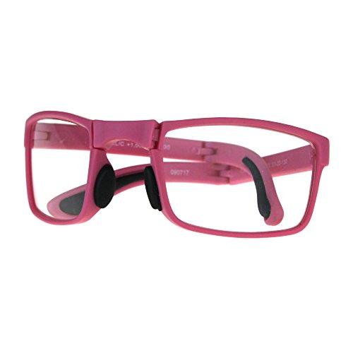SA106 Collapsible Rectangular Plastic Folding Clear Lens Reading Glasses Pink 3.0