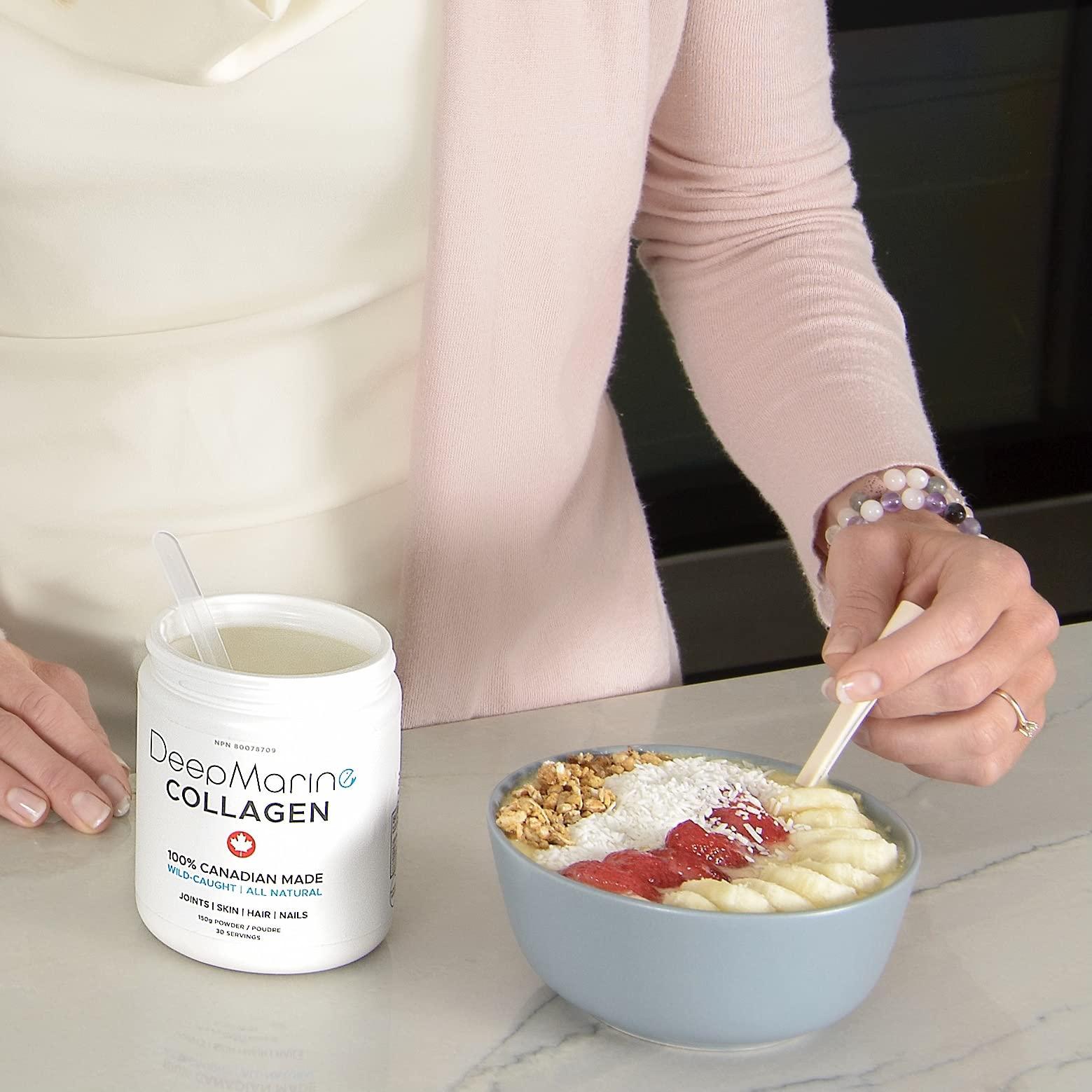 DeepMarine DeepMarine Collagen 100% Canadian Made Collagen Peptides, Wild-Caught Collagen Powder, Hydrolyzed Marine Collagen - 30 Day Supply - Gluten-Free, Tasteless, Odourless, Keto and Paleo Friendly