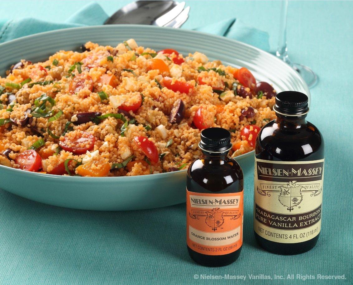 Nielsen-Massey Nielsen-Massey Floral Food Flavors Bundle, Rose Water, Orange Blossom Water, Madagascar Bourbon Pure Vanilla Extract for Baking and Cooking, 4 Ounce Bottles