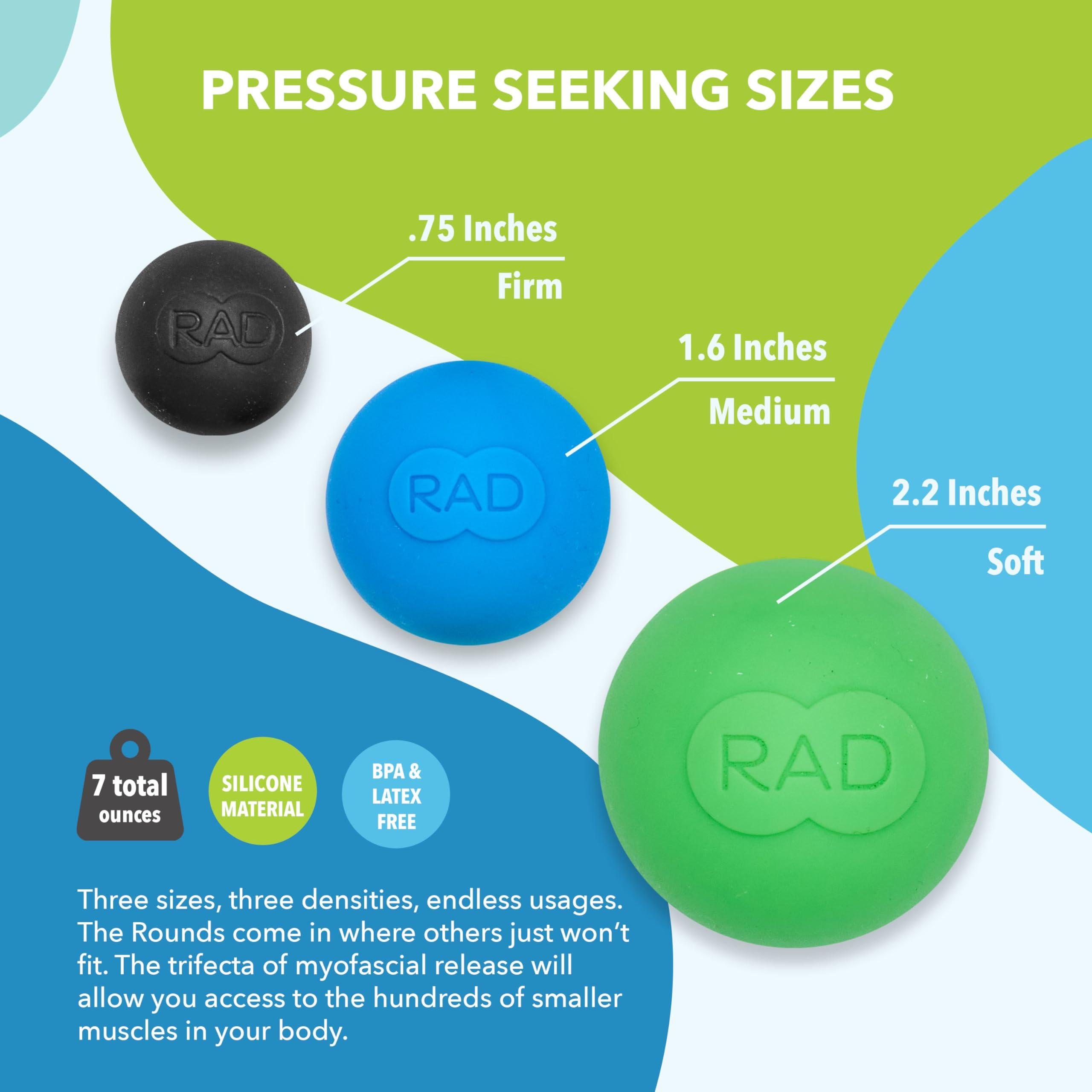 RAD RAD Rounds I Set of 3 Massage Balls for Jaw, Hands and Plantar Fasciitis Myofascial Release, Mobility and Recovery,3 Count (Pack of 1)