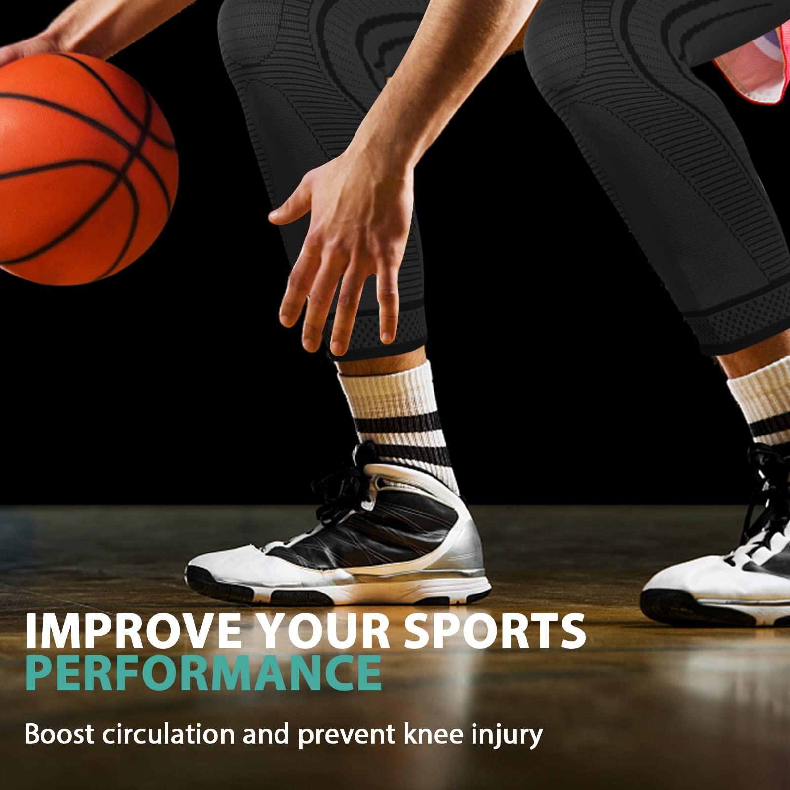 Ruilala 2 Pack Full Leg Compression Sleeves, Long Knee Brace Support for ACL,PCL, Meniscus Tear, Arthritis, Tendinitis, Joint Pain Relief, Men And Women (X-Large, Black)