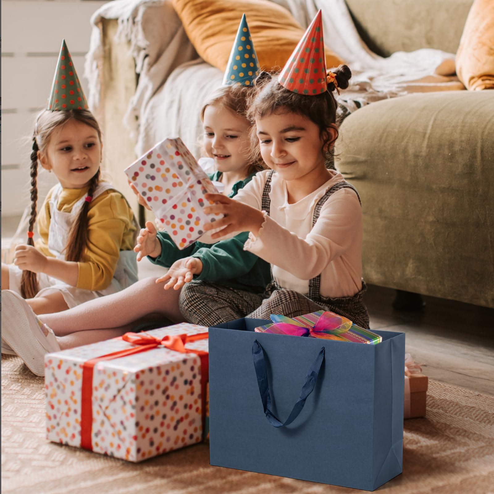 Dasofine Dasofine 25pcs Navy Blue Gift Bags, Large Gift Bags 13\" x 5\" x 10\", Thick Kraft Paper Favor Bags, Gift Bags with Handles for Party, Wedding, Baby Shower