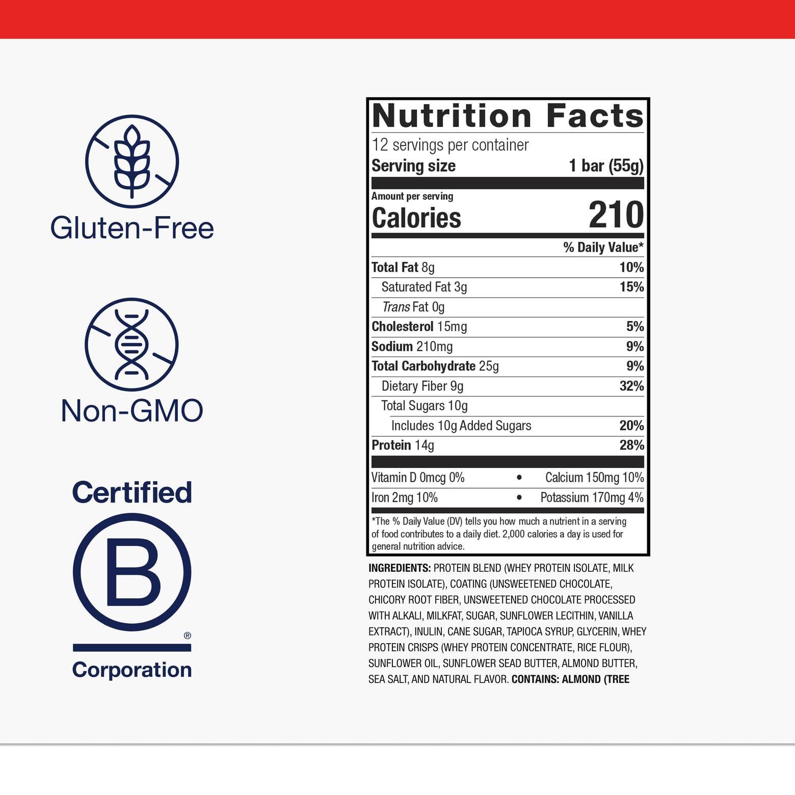 Metagenics Metagenics Ultra Energy Bars - High Protein Bar - With Iron, Fiber from Inulin, Potassium & Calcium - Helps Sustain Energy - Caramel Sea Salt - 12 Bars