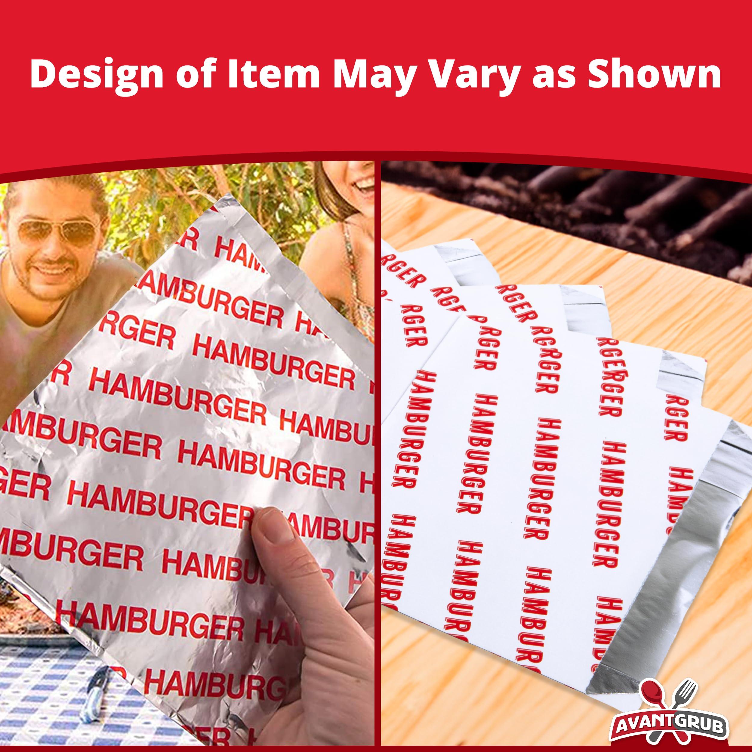 Avant Grub Retro, Grease Proof Burger Wrappers 10Pk. Insulated, Pro Quality Bulk Hamburger Bags are BPA Free. Large, Allergen Friendly BBQ Foil Paper Great Cooking Supply for Themed Party