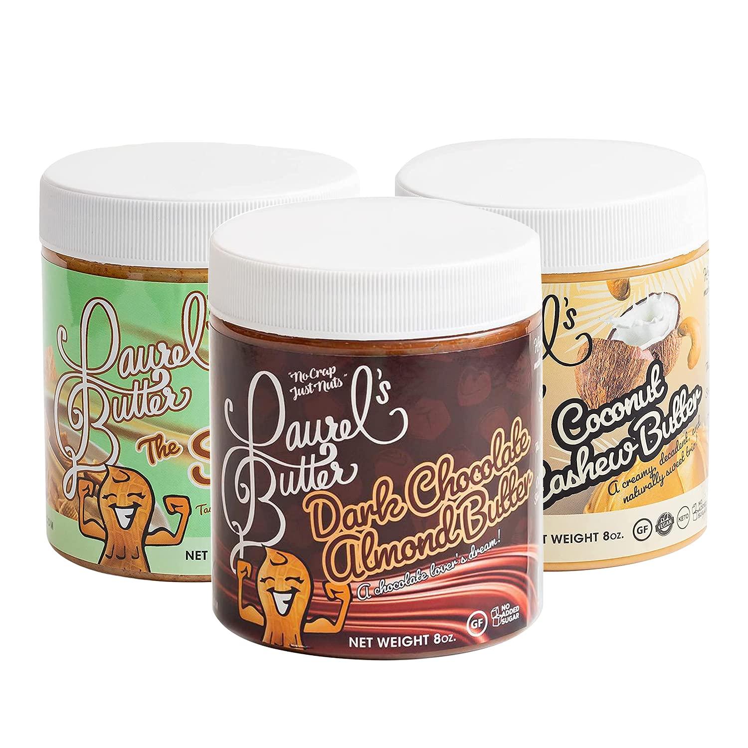 Laurel's Butter Laurel’s High Protein Nut Butter - Keto Friendly and High Protein Flavored Butter - Low Carbs Butter – Gluten & Preservatives Free - Non GMO and Kosher Certified - 8 Oz Jar Pack of 3