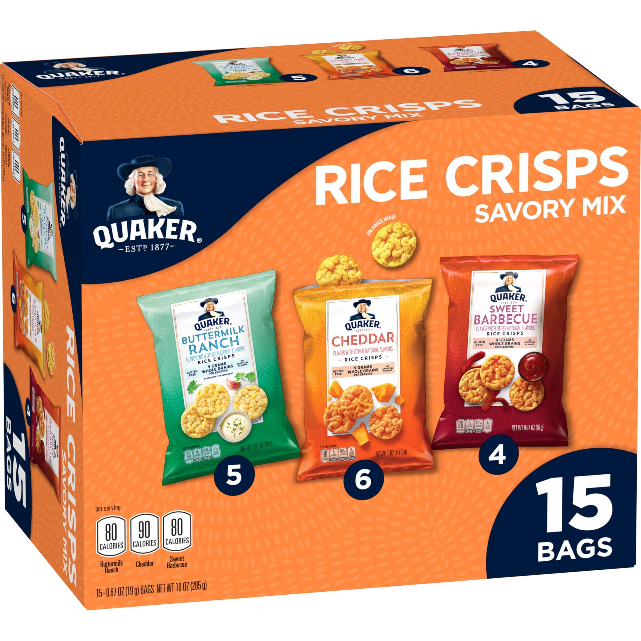 Quaker Quaker Rice Crisps, 4 Flavor Savory Mix, 15 count