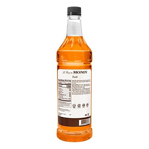 Monin Monin - Peach Syrup, Fresh and Juicy Flavors, Great for Iced Teas, Lemonades, and Sodas, Non-GMO, Gluten-Free (1 Liter)