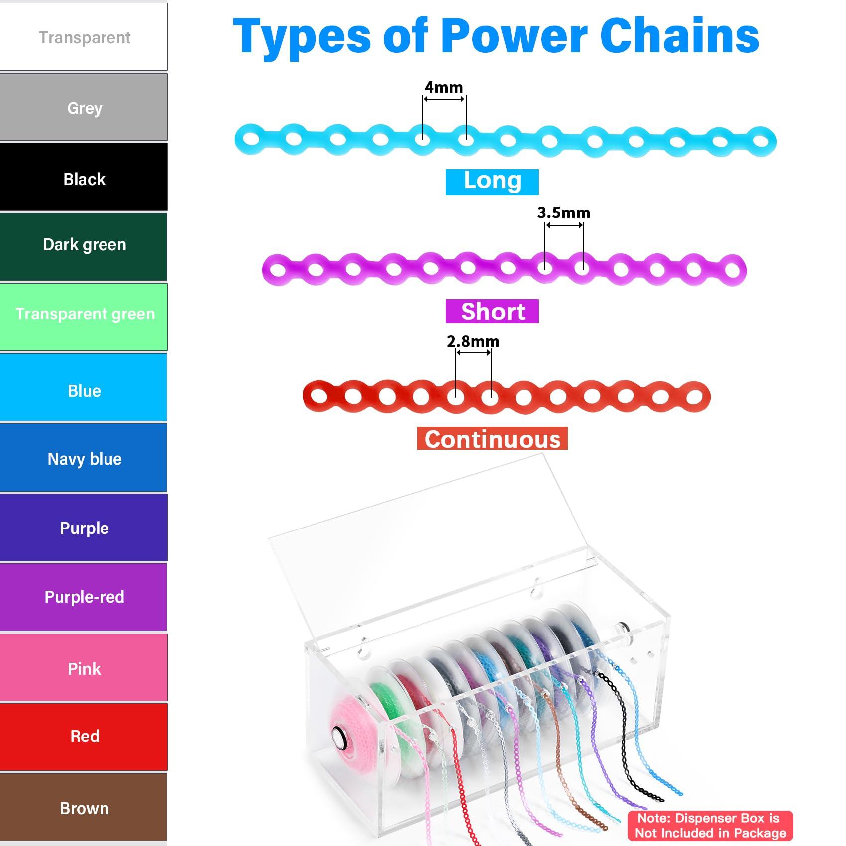 Annhua Annhua Orthodontic Power Chain Dental Spool Elastic Rubber Band Power Chains for Braces, Black Powerchain Braces Chain - 4# (Continuous)